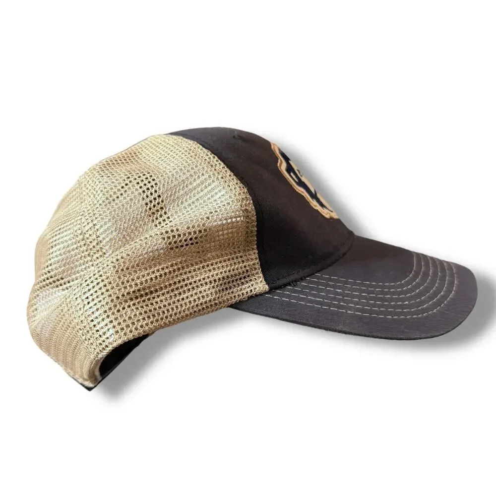 Howler Bros Trucker Hat Navy Tan Embroidered Monkey Logo Adjustable Hook & Loop